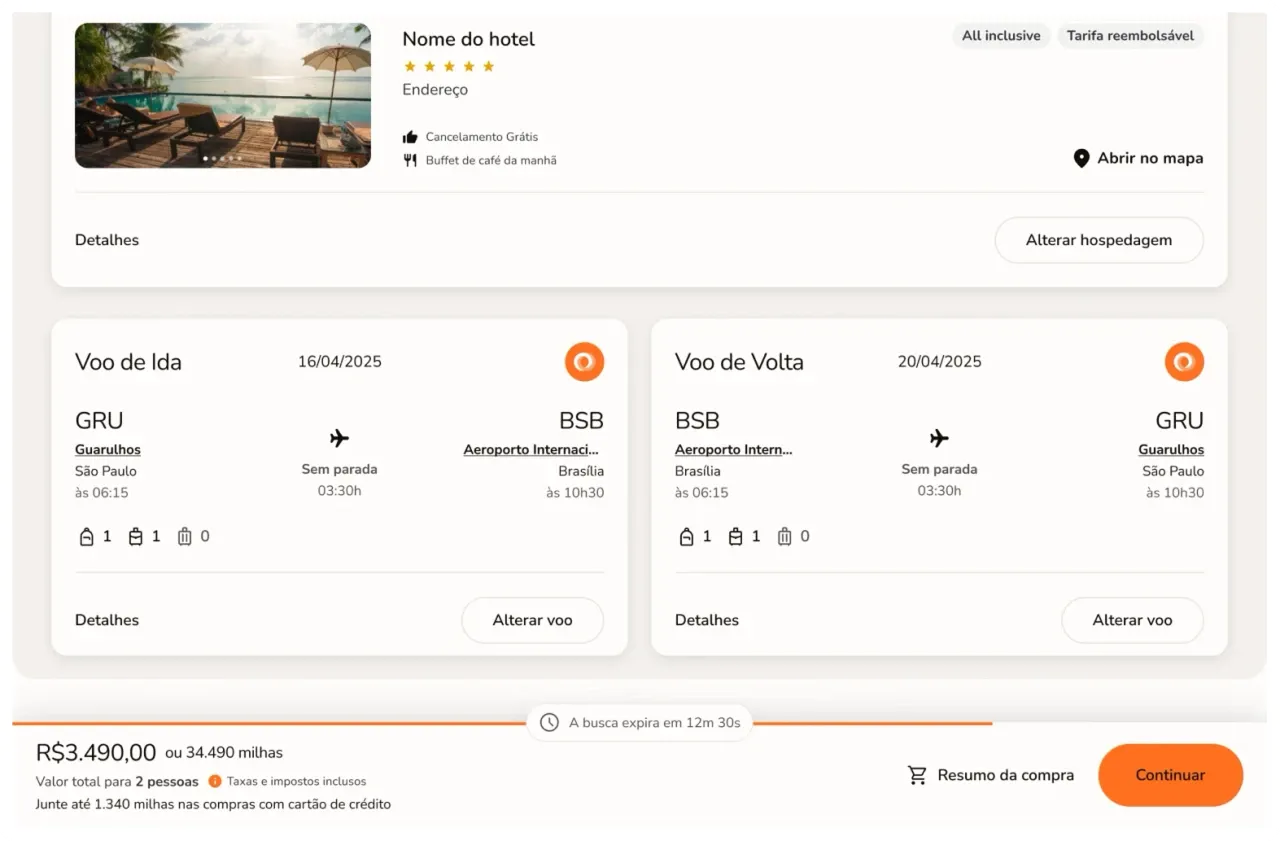 The gamified trip: hotel and flights of the package